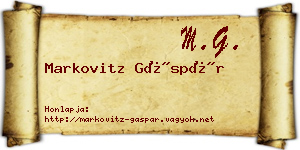 Markovitz Gáspár névjegykártya